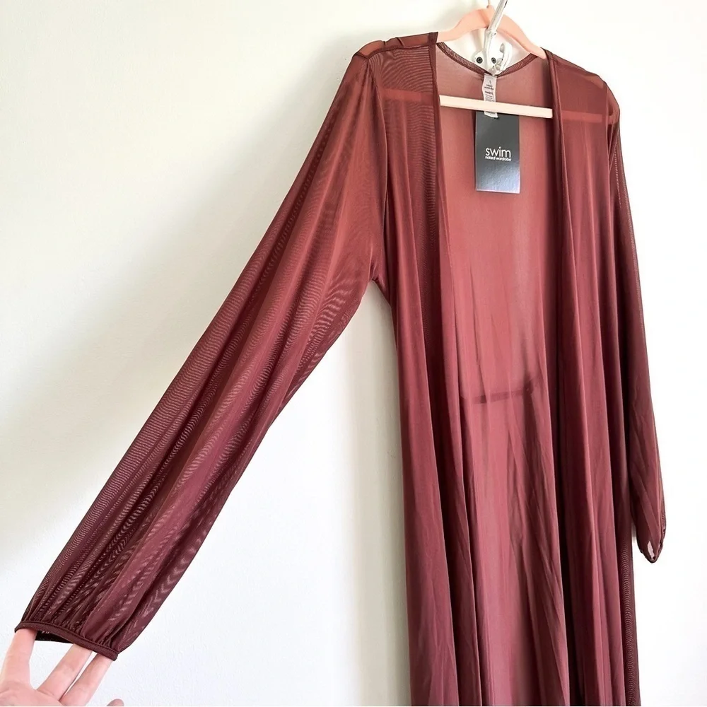 NWT Naked Wardrobe Lux Life Swim Coverup in Chocolate sz